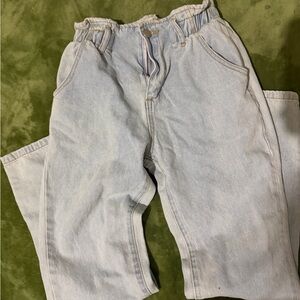 Princess Polly Light Wash Blue Paperbag Waist Jeans